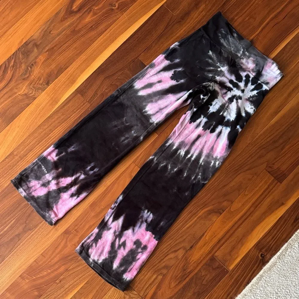 So Nikki Black and Pink Swirl Velour Leggings sz 16